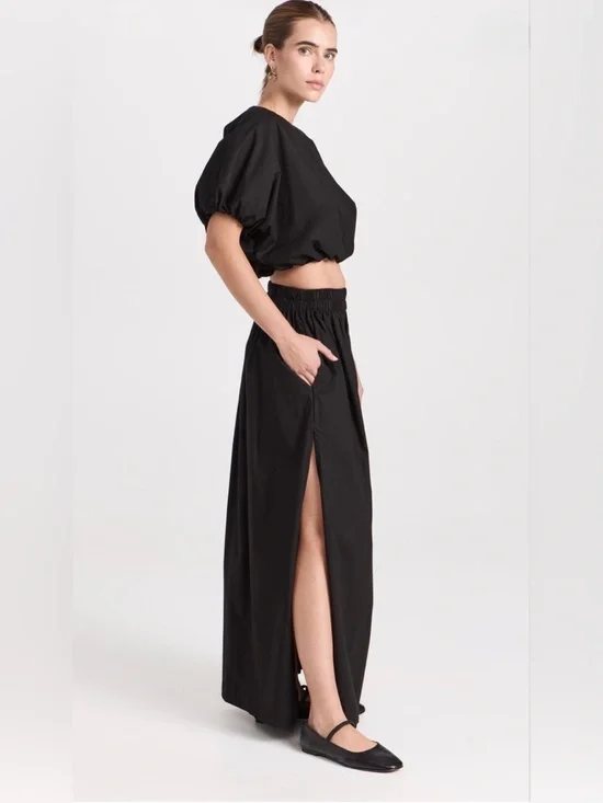 IRO Black Elastic-Waist Maxi Skirt Size:36 (US 2-4) - Picture 6 of 13
